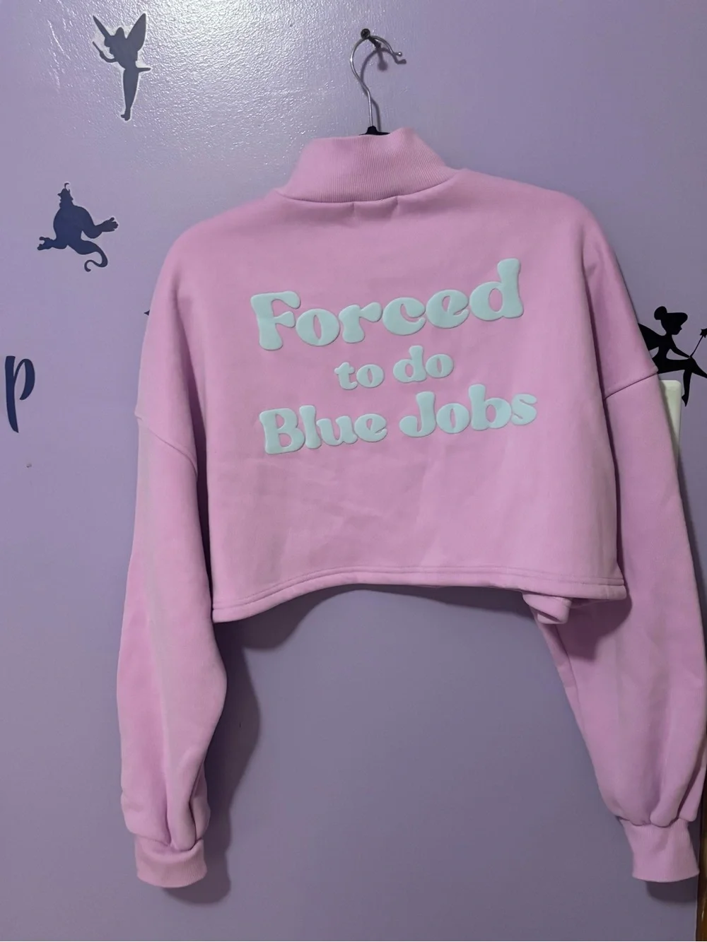 Strawberry Milk Mob Cropped Turtleneck Sweatshirt - Light Pink